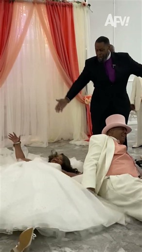 They fell for each other... literally! 😂 #wedding #fail #afv