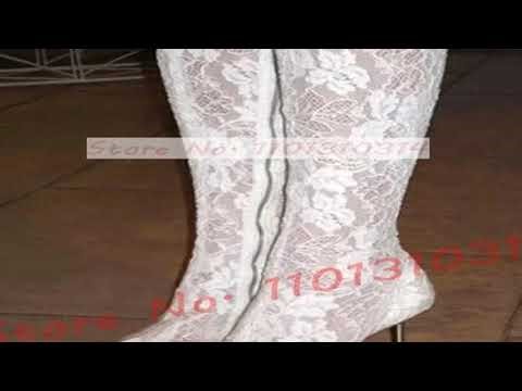 White Lace Knee High Boots Women Spring Trending Pointed Toe Stiletto Metal Heel Shoes Ladies