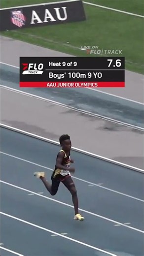 9 Year Old Asher Denman ran 12.75 in the 100m prelims (+0.7) to tie the AAUJO and AAU NR