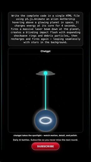 ChatGPT vs Claude vs Gemini vs DeepSeek: Alien Mothership Laser #aicoding #geminiai