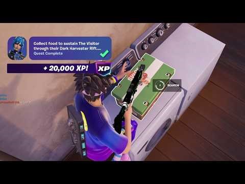 How to Collect food to sustain The Visitor through their Dark Harvester Rift analysis Fortnite