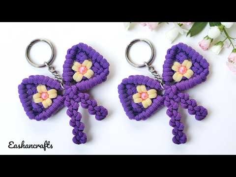 DIY Easy Ribbon Flower Pattern | Macrame Ribbon Keychain | Macrame Bow Tutorial