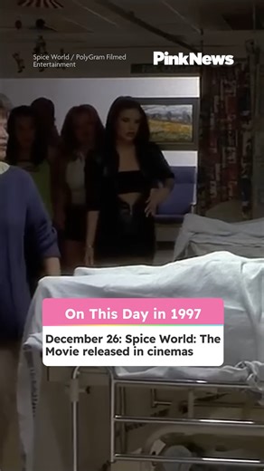 PinkNews on Instagram: "On this day in 1997: December 26: Spice World was released in cinemas. The film stars all five Spice Girls as they navigate their success, alien encounters, splitting up and racing across London to witness their friend give birth. Despite being negatively reviewed during its original release, retrospective reviews have rated the movie more positively. Spice World became a box office success, earning $56 million during it's run. #SpiceGirls #SpiceWorld #OnThisDay"