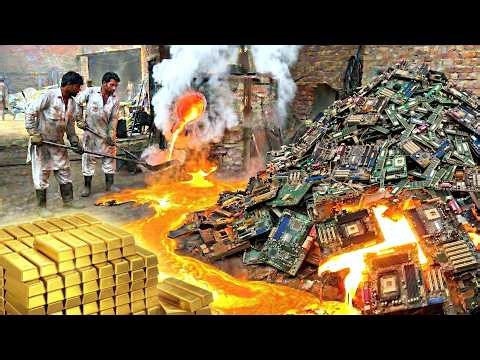 Recover GOLD Process! Extracting Pure Gold From Scrap Computers | Recycling Process