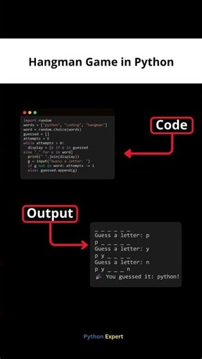 Build a Hangman Game in Python 🐍 | Beginner Python Project #developer #programming #python #project