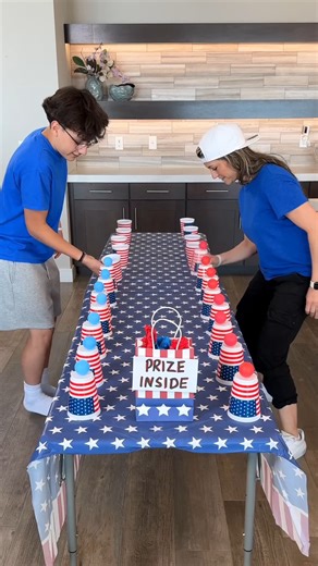 "Flip it, Make it, Win it! 🇺🇸 Getti and Zander race to see who can flip all their cups and land all their ping pong balls in the cups first for the prize. #4thofJuly #july4th #summergames" 🎬 This video was produced by Network Media and The Tus House | Challenge Accepted