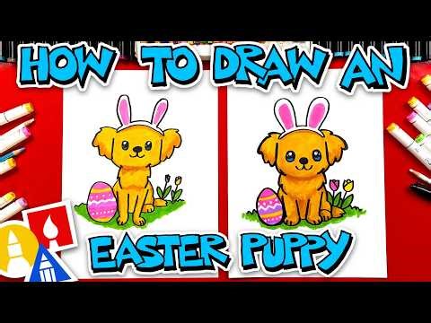 How To Draw An Easter Puppy Golden Retriever