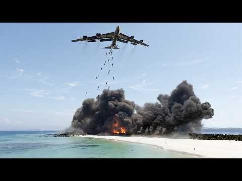 How US B-52 Bomber Destroys Small Island During Intense Carpet Bombing