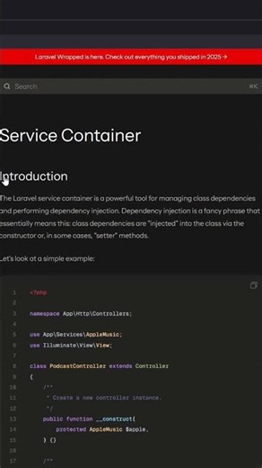Laravel Dependency Injection (DI) Explained in 60 Seconds 🚀 #programming #php #coding #laravel