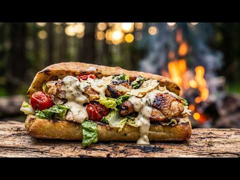 Chicken Caesar Sandwich | The Ultimate Forest Feast (ASMR)