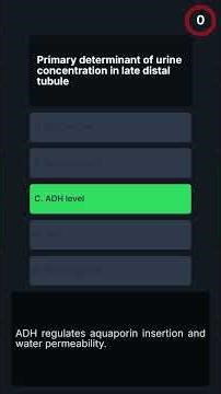 MRCP-1 Renal Physiology: Urine Concentration & Diuretics Quiz