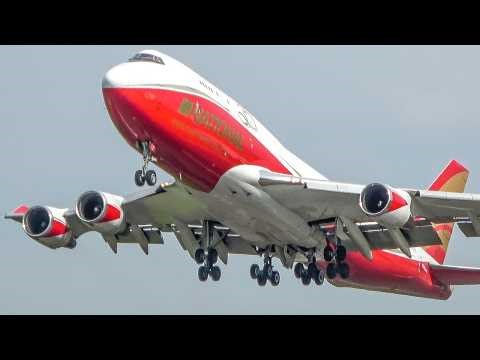 60 MINUTES PURE AVIATION - RED Boeing 747 Landing, Departure ... (4K)