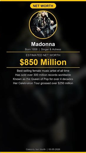 Madonna Net Worth $850 Million #Shorts