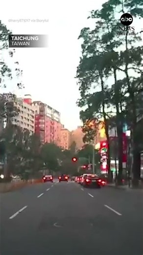 Tree crashes onto moving car amid typhoon in Taiwan