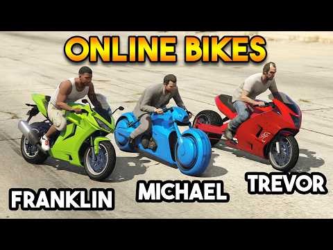 GTA 5 : FRANKLIN VS MICHAEL VS TREVOR (GTA ONLINE BIKES)