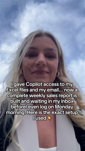 I gave Copilot access to my Excel files and my email… and now my entire weekly sales report is built and sitting in my inbox before I even log on Monday morning. 🤯 I used to spend an hour every Monday pulling last week’s numbers, building the report, and writing the recap email myself. So I connected Copilot to my Excel file and Outlook, and set up Copilot Cowork to do the whole thing automatically — it opens my sales file, analyzes the previous week, builds the report, and drops a drafted emai