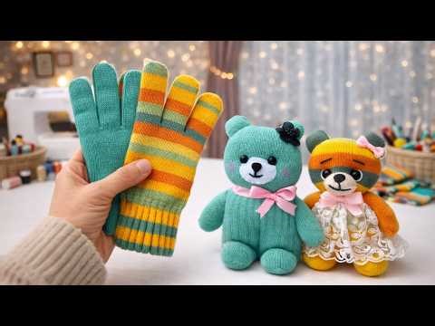 Super Easy Teddy Bear from Old Gloves | No Sew | 2 Different Projects