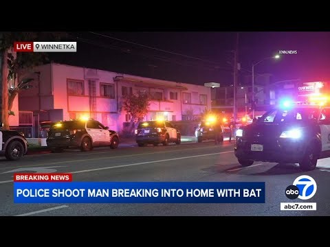 LAPD shoots suspect reportedly armed with a bat trying to break into home in San Fernando Valley