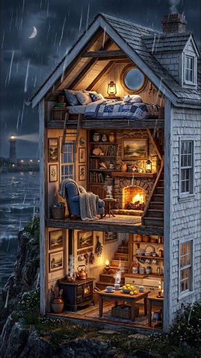 Stormy Night in a Seaside Cliff Cottage 🌊🕯️ | Cozy Lofi Aesthetic