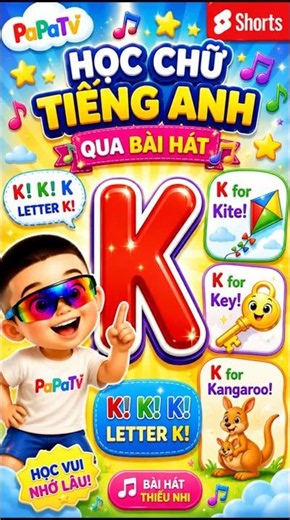 🎵 Letter K Song | K for Kite, Key & Kangaroo | ABC Song for Kids | Learn English Alphabet | PaPaTV