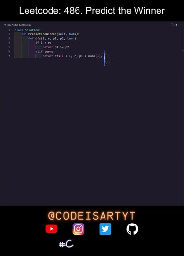 Predict the Winner - LeetCode 486 | Python Solution Explained (Medium)