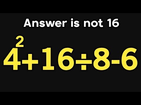 4²+16÷8-6 = ❓ / Maybe 1 in 10 people can solve this math question / Simplify algebraic expression