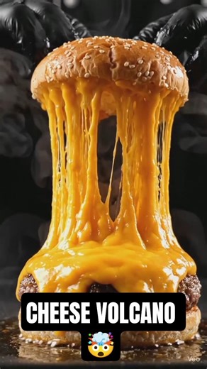 CHEESE VOLCANO BURGER 🤯🧀 (Insane Cheese Pull!) #shorts
