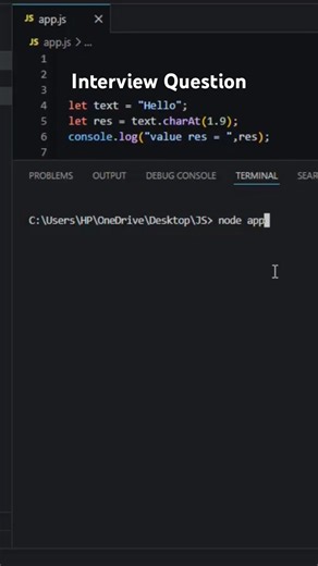 JavaScript charAt(1.9) Explained | How charAt() Handles Decimal Indexes | Part-552