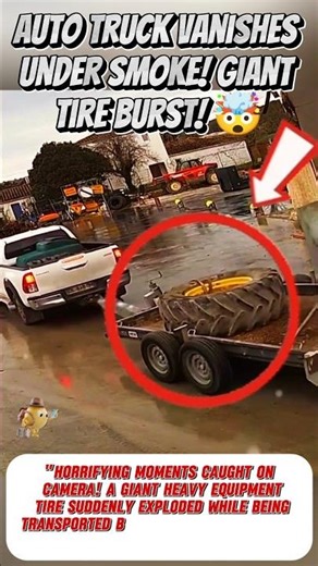 The Moment a Giant Tire Burst on the Highway! 💥😱#shortvideos #automotivefails