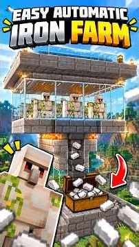 Minecraft: EASY Automatic Iron Farm! ⚒️🔥 #Shorts #minecraft #minecraftsurvival #minecraftbuilding