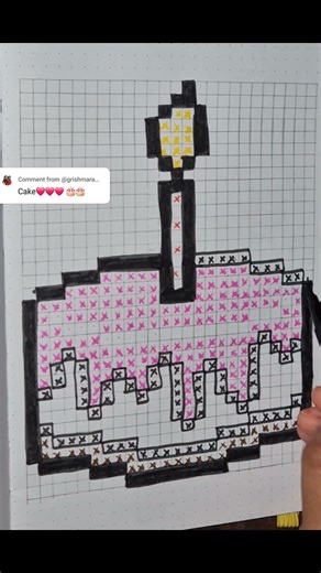 Cake pixel art 🎂| Pixel Cake drawing #pixelart #pixel #drawing