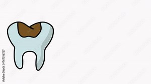 tooth isolated on white background, Dental filling Animation. This content is suitable for health, medical, doctors, children and adults, how important it is to maintain dental hygiene.