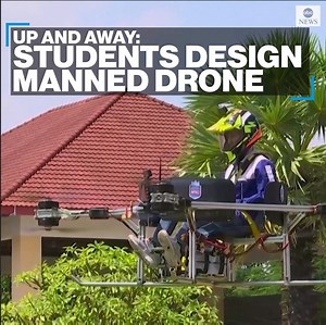 762K views · 7.7K reactions | UP AND AWAY: A group of students created a prototype drone capable of carrying a person, complete with a school chair for the pilot's seat, which they hope will be able to carry passengers in the future. https://abcnews.go.com/Live | ABC News | Facebook