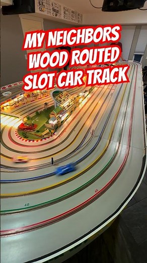 My neighbors #slotcartrack is awesome! 1st time #slotcarracing on a wood #slotcar track & #lovingit!