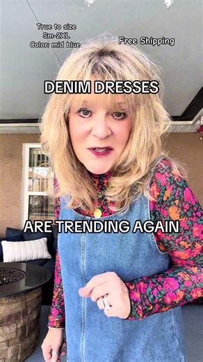 Denim pinafore dress outfit . Casual Spring layering dress : The easiest outfits ever ! Throw it over a Tshirt , tank top, or mesh top and you will look instantly put together. True to size and so many cute colors to choose from linked below . #denimdress #springstatements #springfashion #summerstyle #casualoutfit