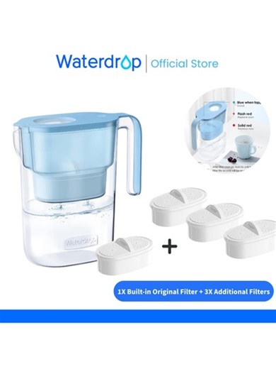 Waterdrop Elfin Fridge Water Filter Jug, 2.5L, Reduces Fluoride, Chlorine And More, NSF Certified,1X Built-In Original Filter + 3X Additional Filters (Replacement Filter: WD-PF-01A Plus) | SHEIN