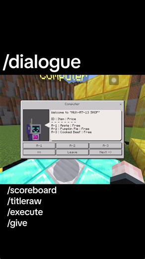 [NPC] Shop Dialogue [ dialogue, scoreboard, titleraw, execute, give ] #minecraft #commandblock #minecraftpe #minecraftbedrock