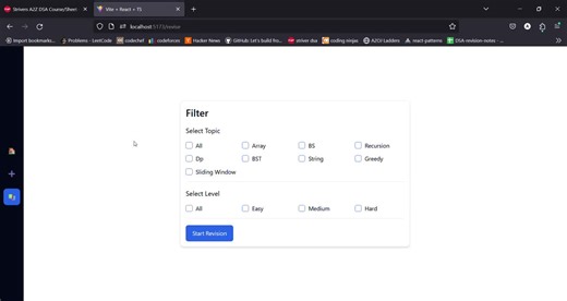 Built a flash-card app for revision of DSA questions.