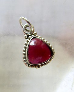 Garnet Sterling Silver Triangle Charm, Tiny Gemstone Pendant, January Birthstone, USA Seller - Etsy