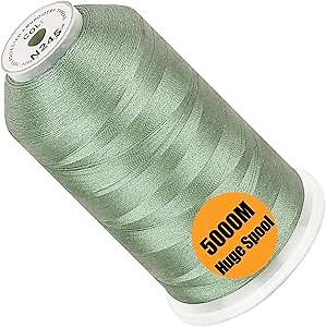 New brothread - Single Huge Spool 5000M Each Polyester Embroidery Machine Thread 40WT for Commercial and Domestic Machines - Opal Green (Janome Color)