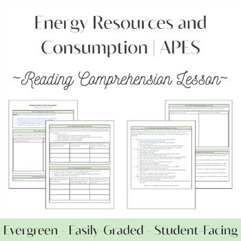 Energy Resources and Consumption Reading Comprehension Lesson | APES