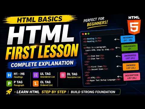 HTML Basics for Beginners H1 to H6, P Tag, UL, OL, DL Explained | Full Stack Web Development 2026