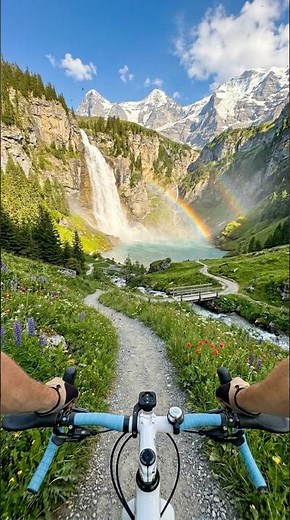 4K Virtual Cycling Tour: Epic Canyon & Waterfall Ride (ASMR) 🚲🌈
