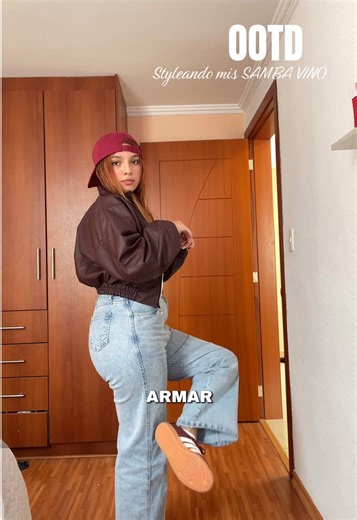 Armemos un outfit con mis Samba color rojo vino 🍷, enserio que primera vez q me compro zapatos q no sean ni blancos ni beige, me gustó bastante y a ti? #adidas #samba #sambarojas #outfit #idea