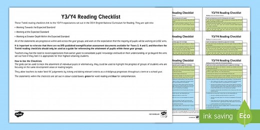 Y3/Y4 Reading Checklist