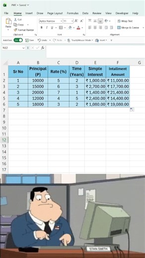 Stop Using Calculator ❌ Try This Excel Formula For Simple Interest! Beginner vs Pro 🔥 #Shorts #Excel