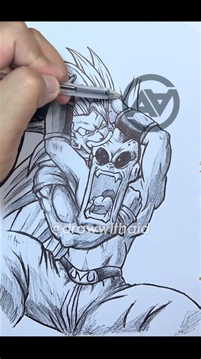 Drawing Goku Ssj 3 vs Buu 🔥😎 #dragonballz #shorts #goku #sketch #buu #anime
