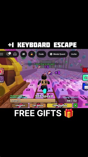 OMG 😱 Free Gifts In +1 Speed Escape Keyboard 💕 #roblox #shorts #robloxshorts
