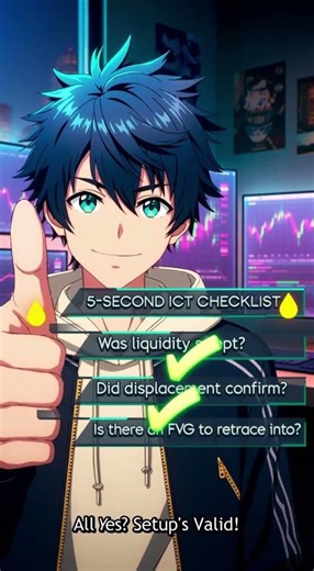 ICT Market Signatures | Short #15 — The 5-Second ICT Trade Checklist #daytrading #anime