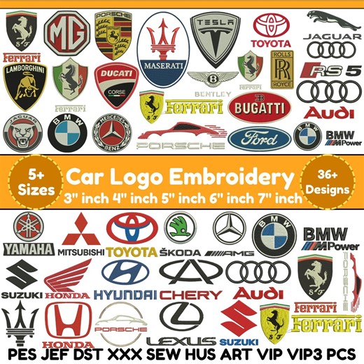 Car Logo Machine Embroidery Designs Car Embroidery, Emblems, Supercars, Car Logo Embroidery Applique, Auto, Vehicle, 5 size Instant Download - Etsy